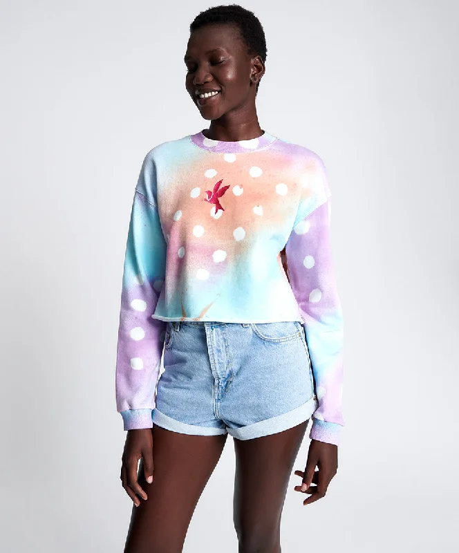 GRAFFITI TIE DYE CROPPED SWEAT