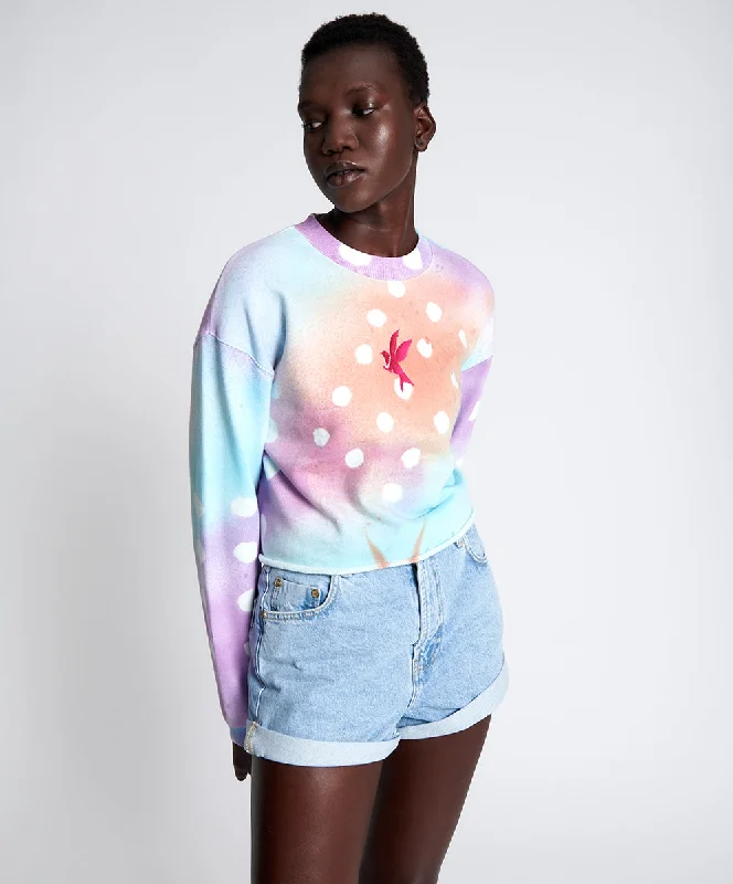 GRAFFITI TIE DYE CROPPED SWEAT