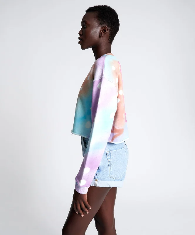 GRAFFITI TIE DYE CROPPED SWEAT