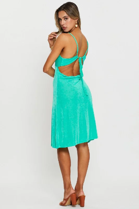 Green A Line Dress Midi