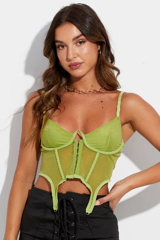 Green Garter Corset Singlet Crop