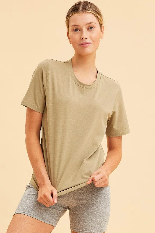 Green Relaxed T-Shirt Heavy Cotton Crew Neck