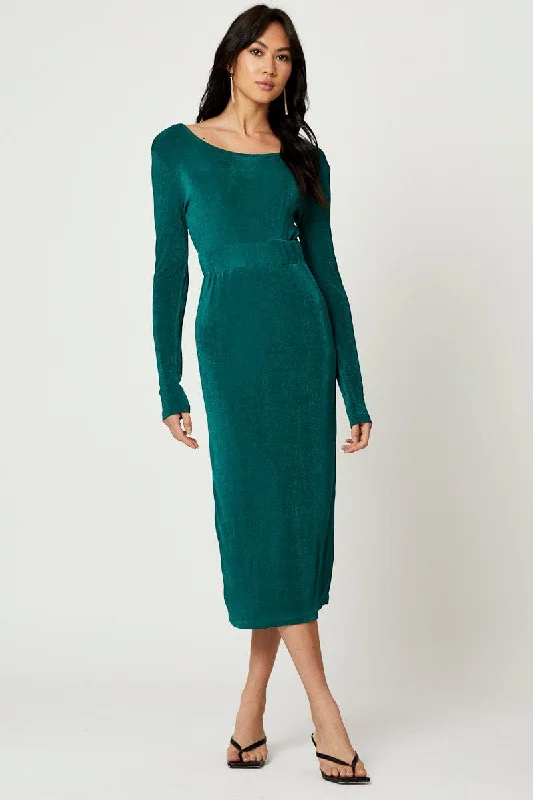 Green Slinky Jersey Bodycon Dress