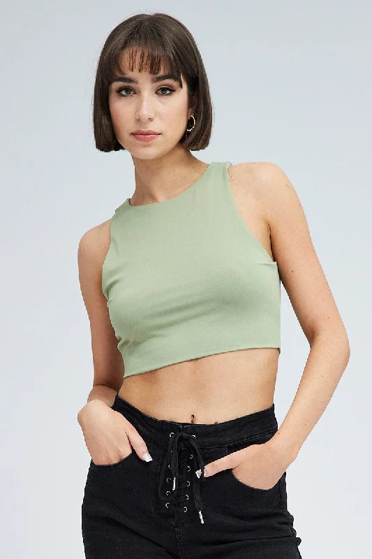 Green Tank Top Crew Neck Supersoft