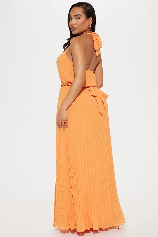 Hanna Pleated Maxi Dress - Orange