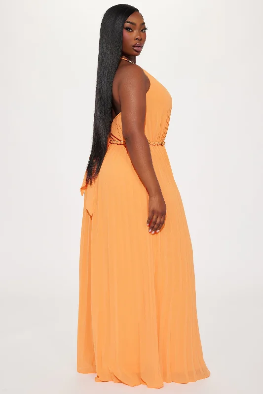 Hanna Pleated Maxi Dress - Orange