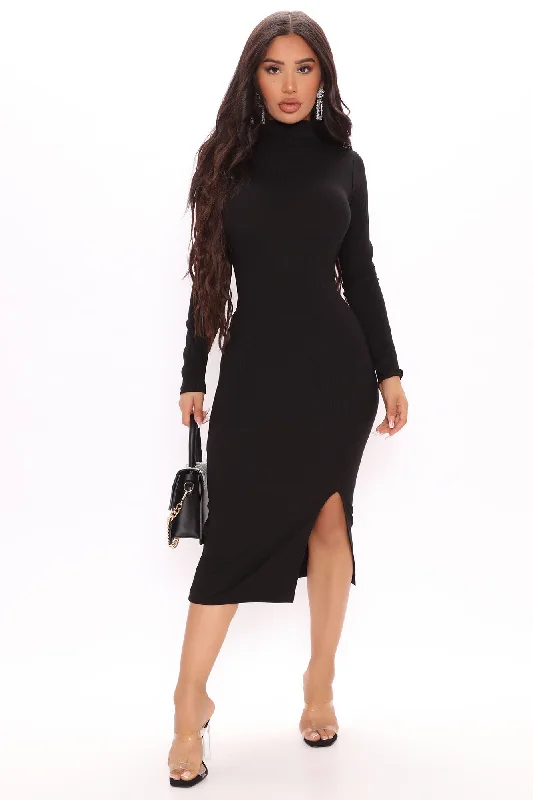 Happy Hour Feels Midi Dress - Black