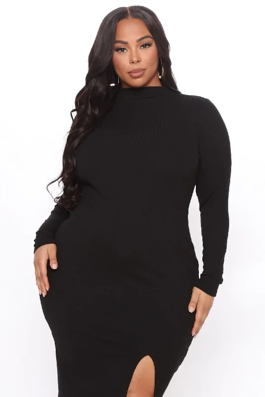 Happy Hour Feels Midi Dress - Black