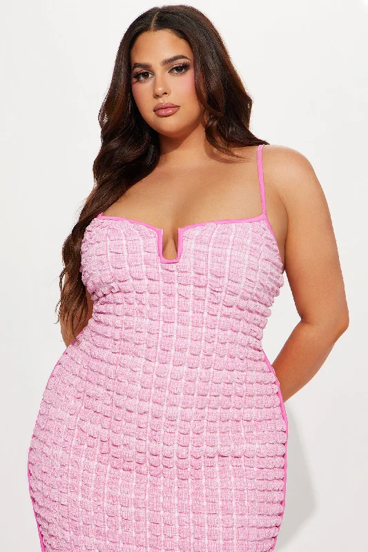 Havanna Honeycomb Midi Dress - Pink