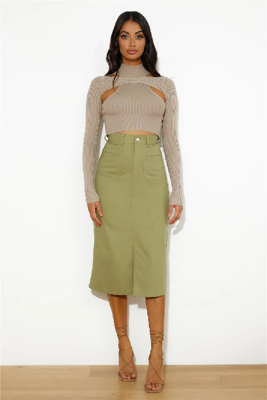 Influencer Look Midi Skirt Khaki