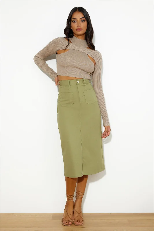 Influencer Look Midi Skirt Khaki