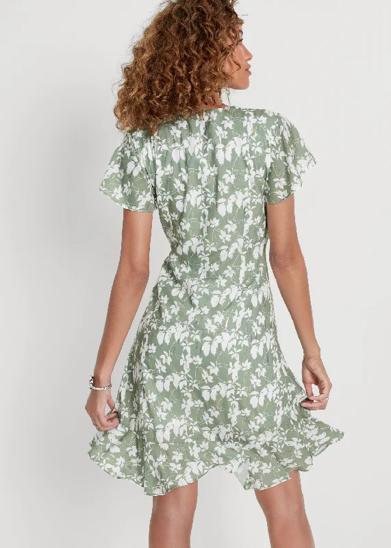 Floral ruffle detail dress - Green Multi