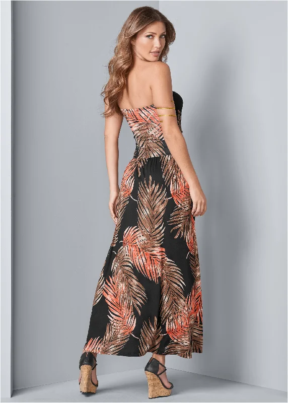 Strapless maxi dress - Black Multi