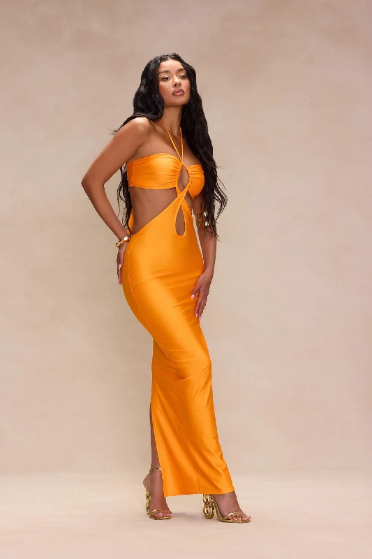 Jacky Cut Out Maxi Dress - Neon Orange