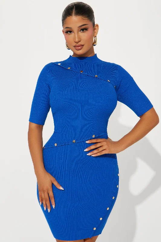 Jenna Sweater Mini Dress - Blue