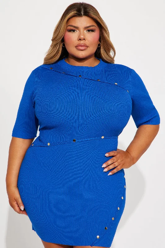 Jenna Sweater Mini Dress - Blue