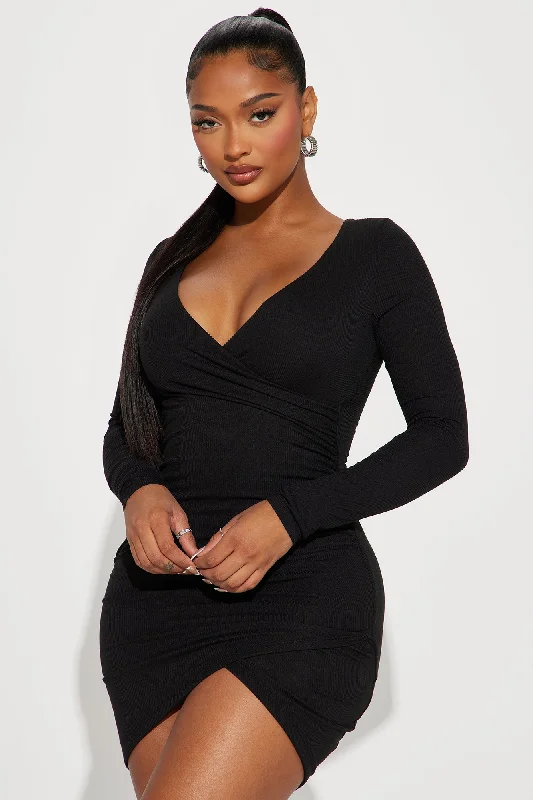 Keri Rib Mini Dress - Black