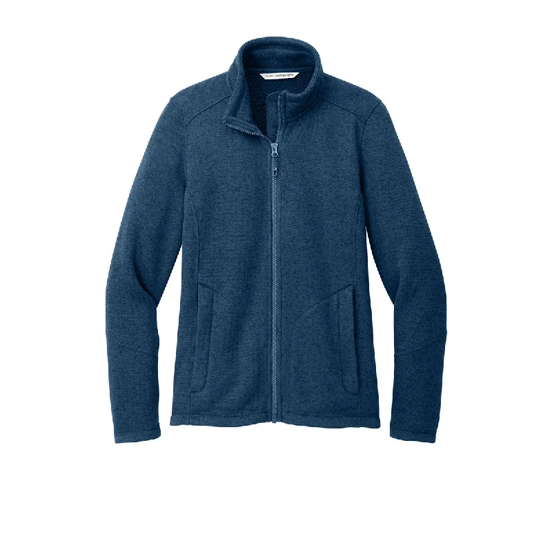 Port Authority Women's Insignia Blue Heather Arc Sweater Fleece Jacket