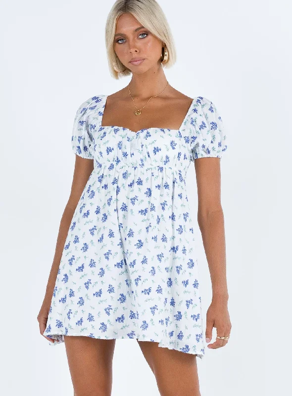 Let's Dance Mini Dress Blue Floral