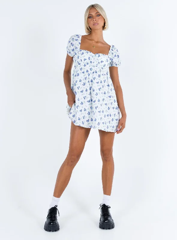 Let's Dance Mini Dress Blue Floral