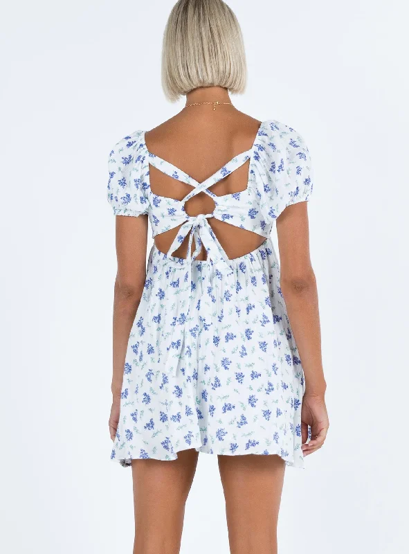 Let's Dance Mini Dress Blue Floral