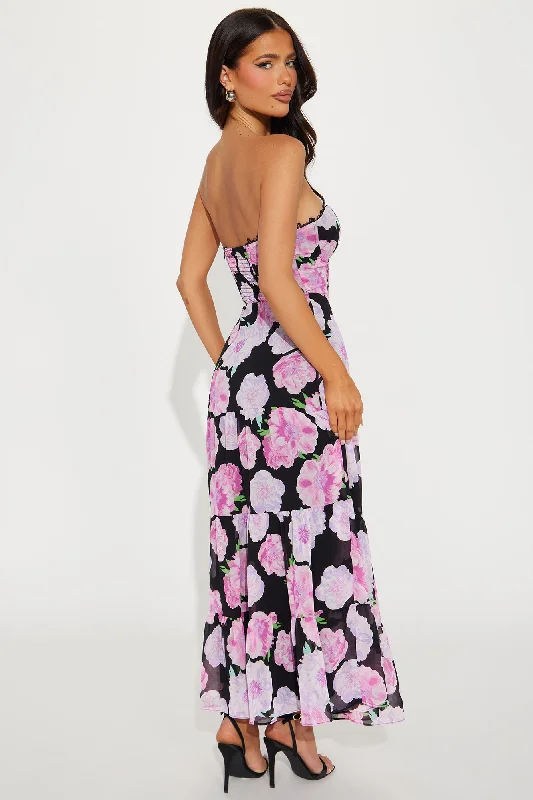 Like A Rose Chiffon Maxi Dress - Pink/combo