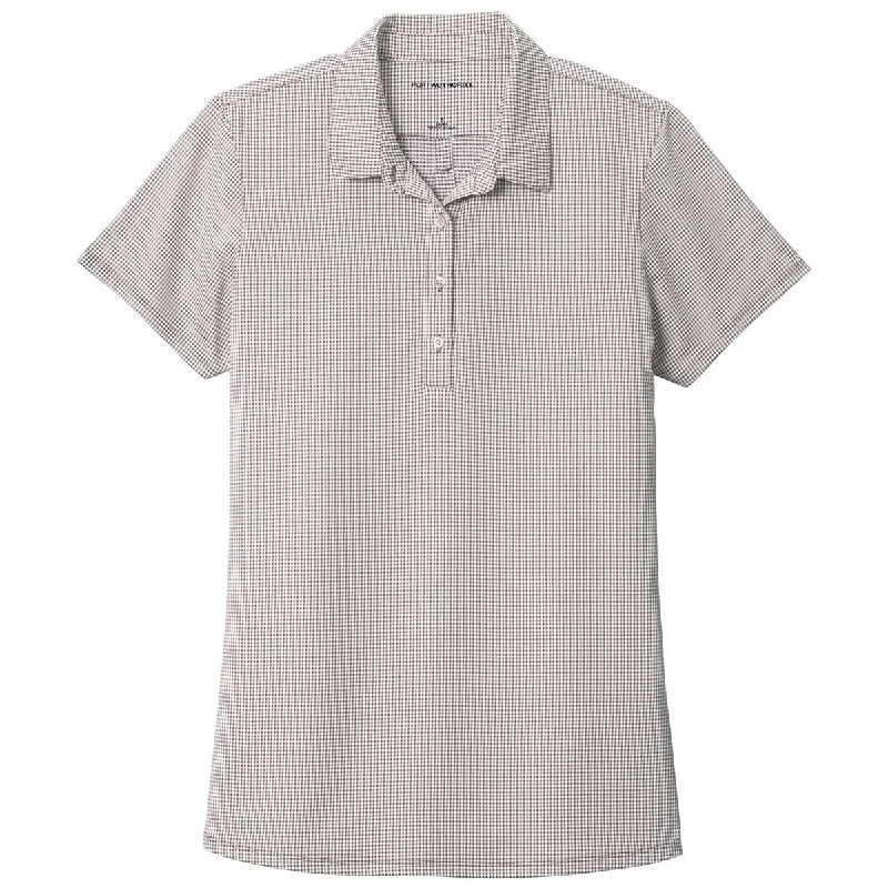 Port Authority Women's Gusty Grey/White Gingham Polo