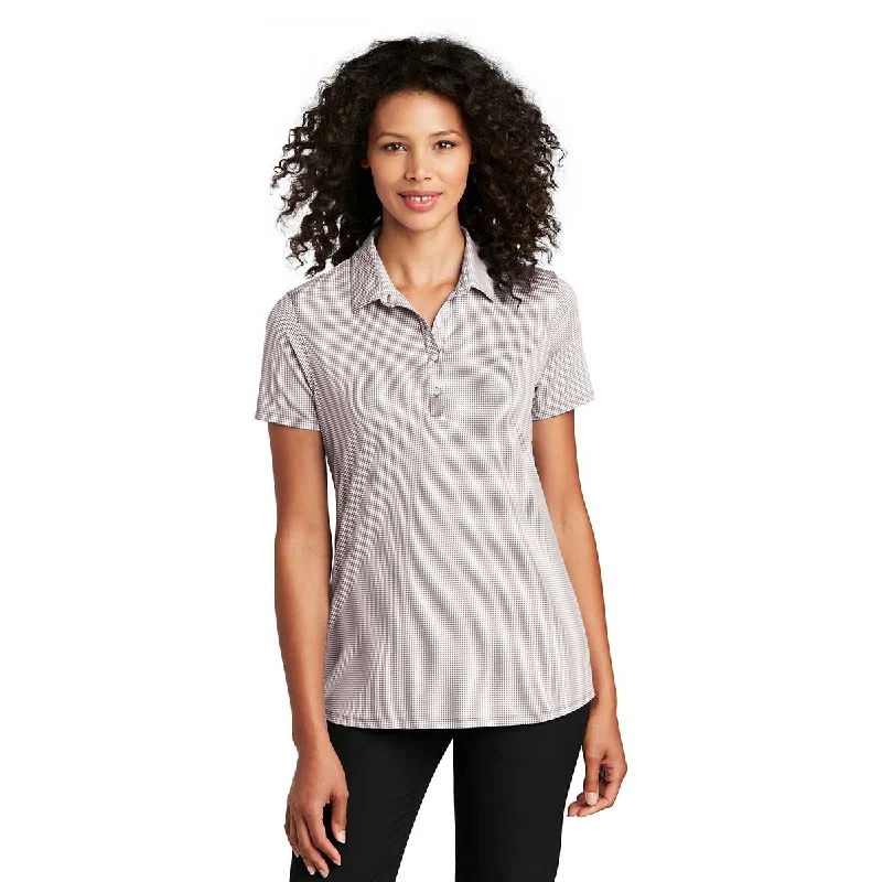 Port Authority Women's Gusty Grey/White Gingham Polo