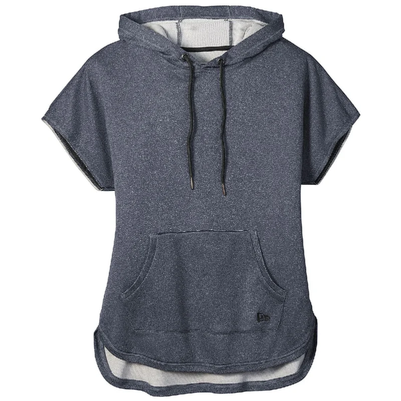 New Era Women's True Navy Heather Performance Terry Short Sleeve Hoodie