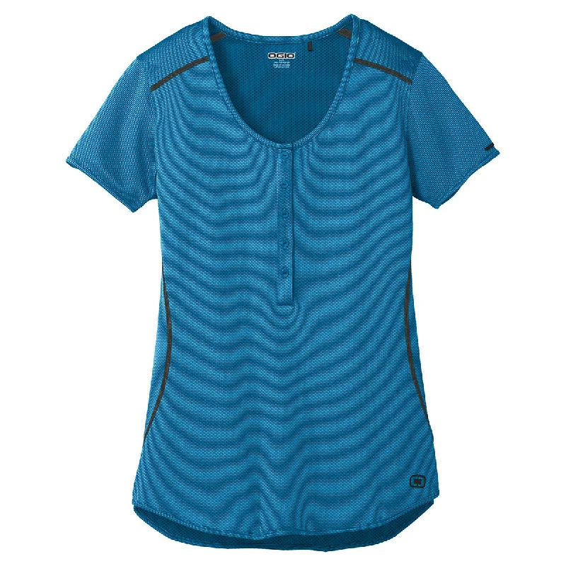 OGIO Women's Bolt Blue/Blacktop Orbit Henley