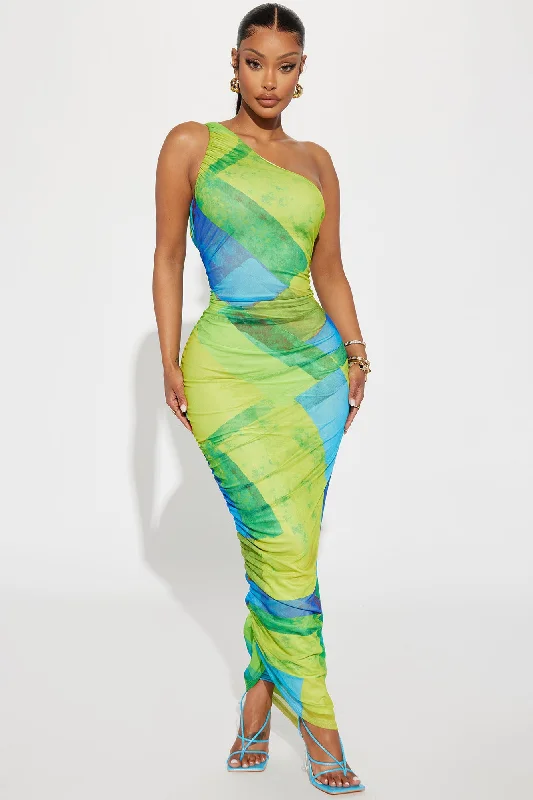 Lola Mesh Maxi Dress - Lime