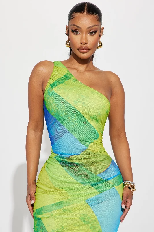 Lola Mesh Maxi Dress - Lime