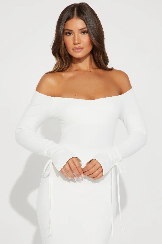 Lola Off Shoulder Midi Dress - White