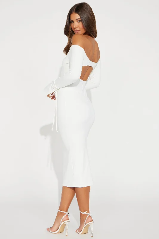 Lola Off Shoulder Midi Dress - White