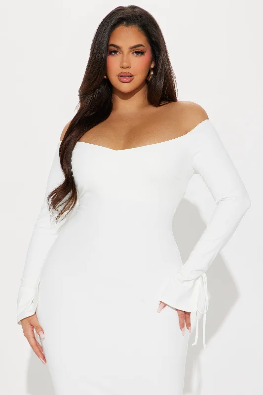 Lola Off Shoulder Midi Dress - White