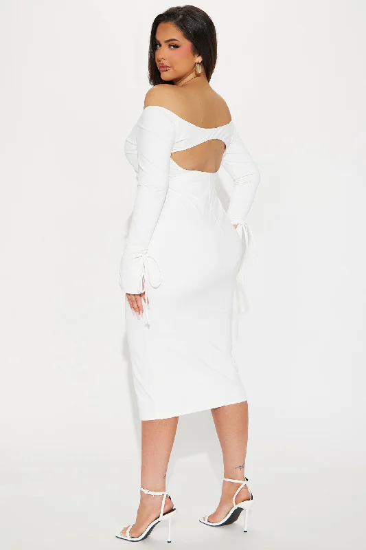 Lola Off Shoulder Midi Dress - White