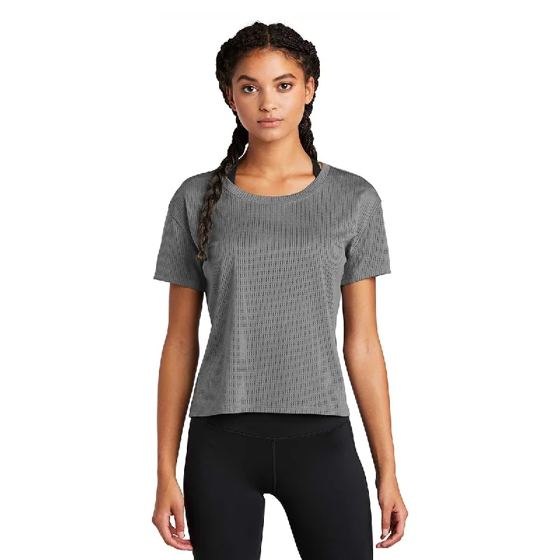 Sport-Tek Women's Dark Grey PosiCharge Tri-Blend Wicking Draft Crop Tee