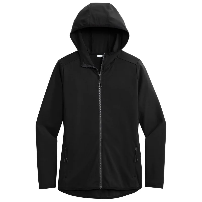 Sport-Tek Women's Deep Black Circuit Hooded Full Zip