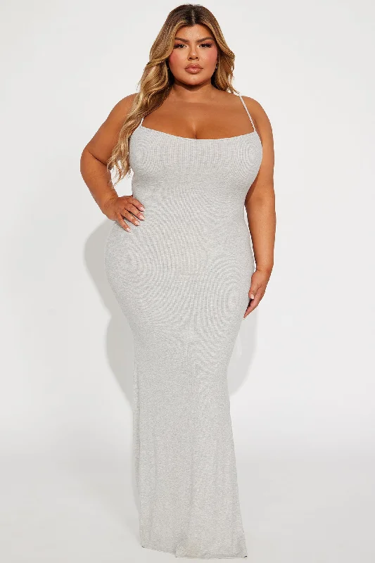 Madelyn Micro Ribbed Maxi Dress - Heather Grey