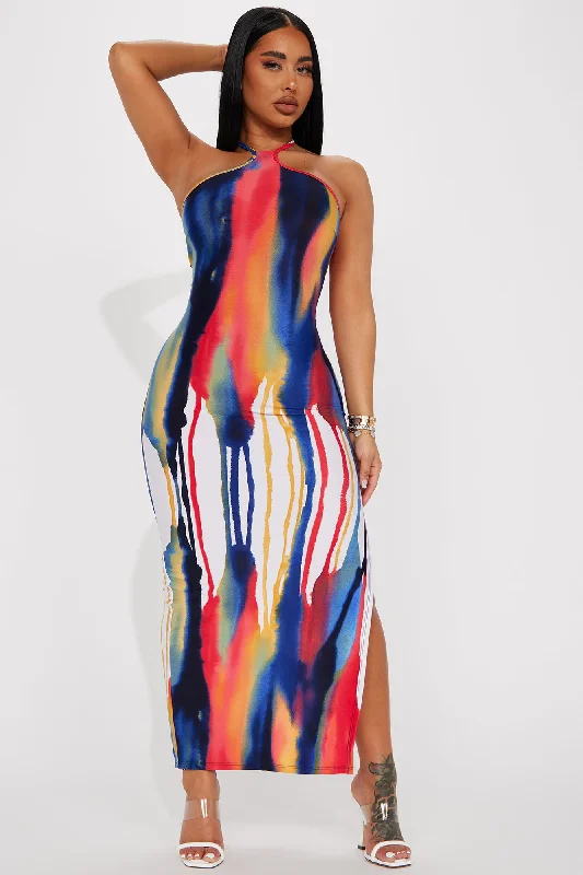 Making Things Happen Halter Maxi Dress - Multi Color