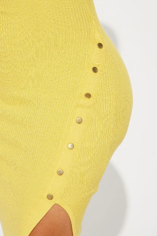 Miranda Sweater Midi Dress - Yellow