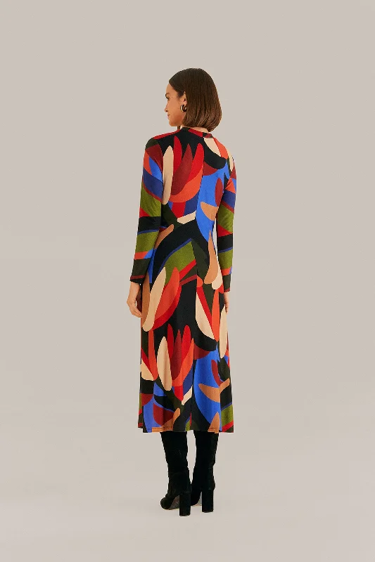 Multicolor Graphic Bananas Lenzing™ Ecovero™ Viscose Midi Dress