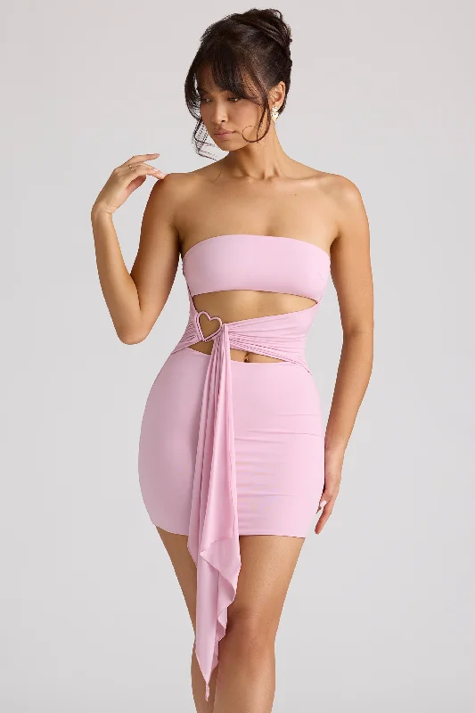 Bandeau Mini Dress in Soft Pink