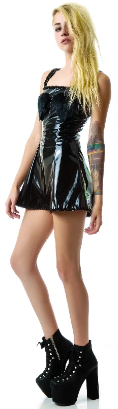 Naughty Fur Hearts Vinyl Dress