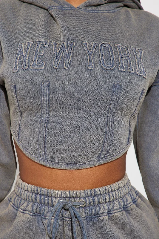 New York Hustle Washed Hoodie - Grey/combo