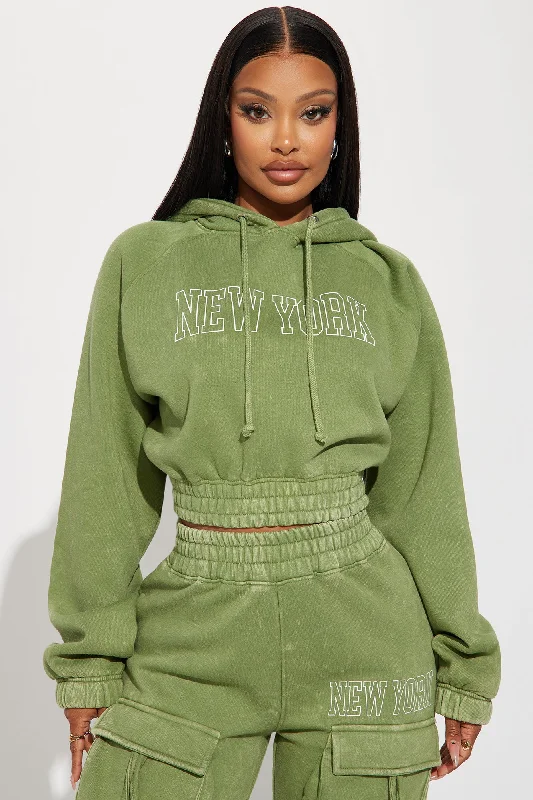 New York Vibes Washed Hoodie - Green/combo