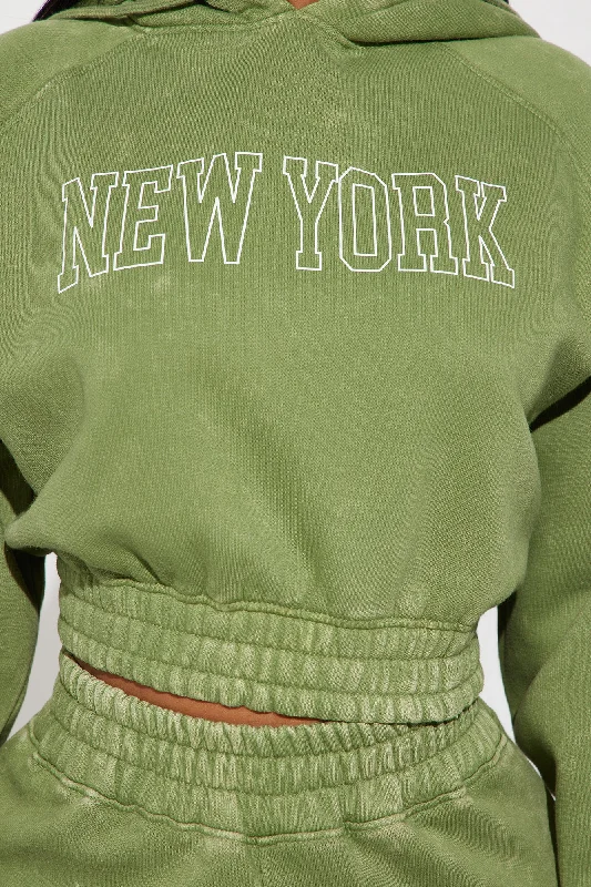 New York Vibes Washed Hoodie - Green/combo