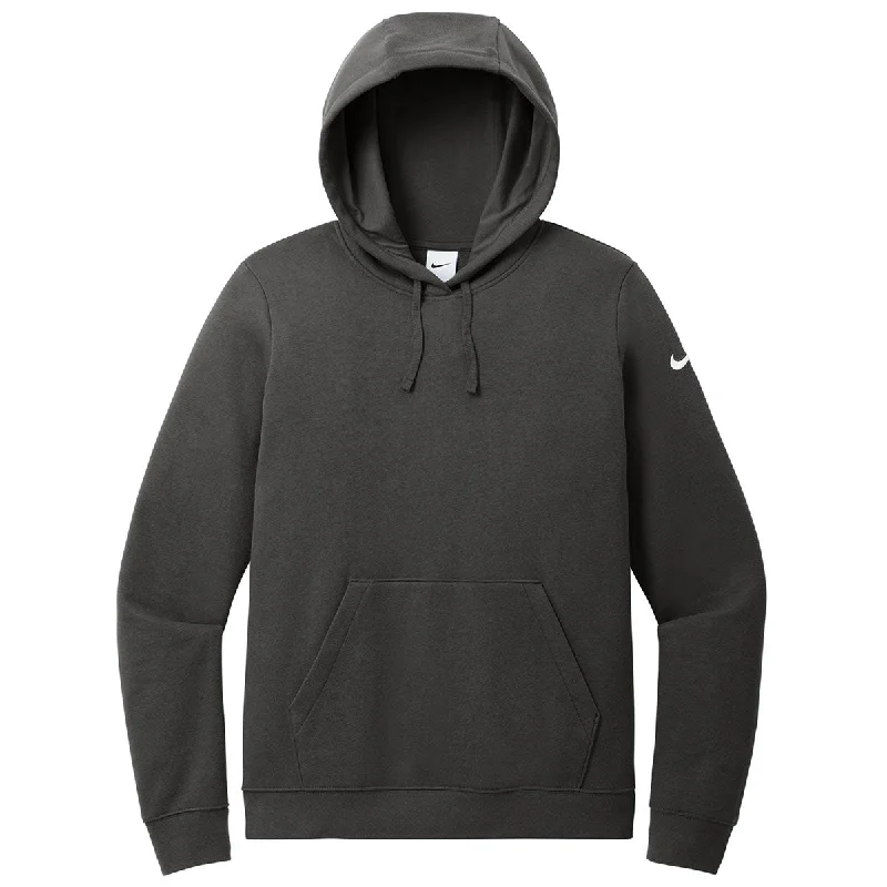 Nike Women's Anthracite Club Fleece Sleeve Swoosh Pullover Hoodie