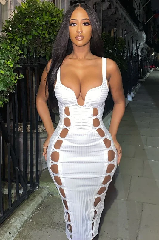 No Cuts Given Bandage Midi Dress - White