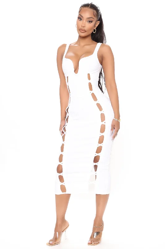 No Cuts Given Bandage Midi Dress - White